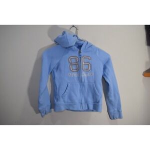 Gap Kids Full Zip Hoodie Sweatshirt GIRLS 10 Light Blue 86 Fleece Lined Ath Dept